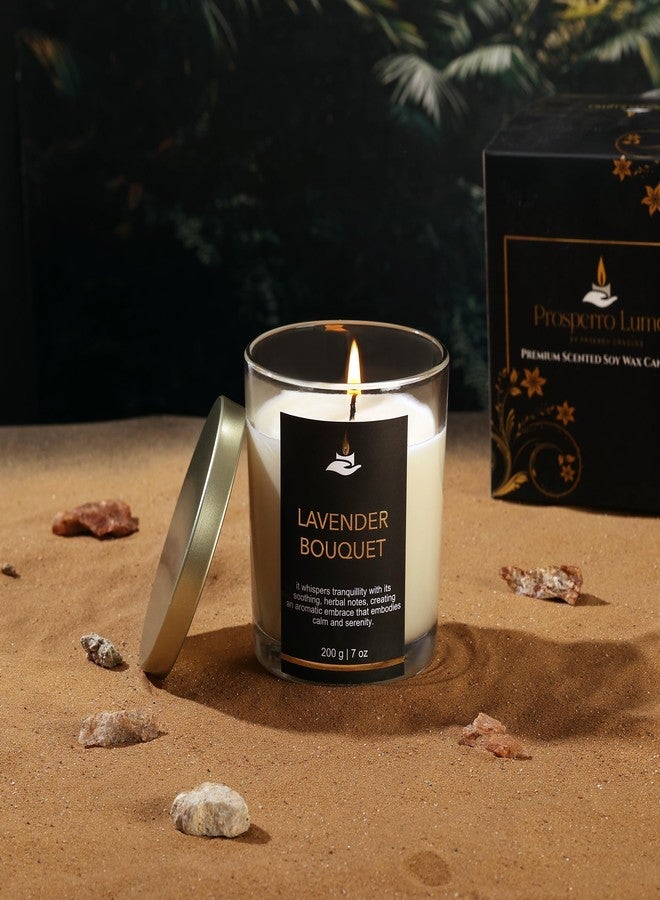 PROSPERRO LUMO by Parkash Candles Premium Scented Soy Wax Candle 200 gm 25-30 Hrs Luxury Aroma Therapy Votive Jar Scented Candles for Home Decor Gift Set (Lavender Bouquet) - Image 1
